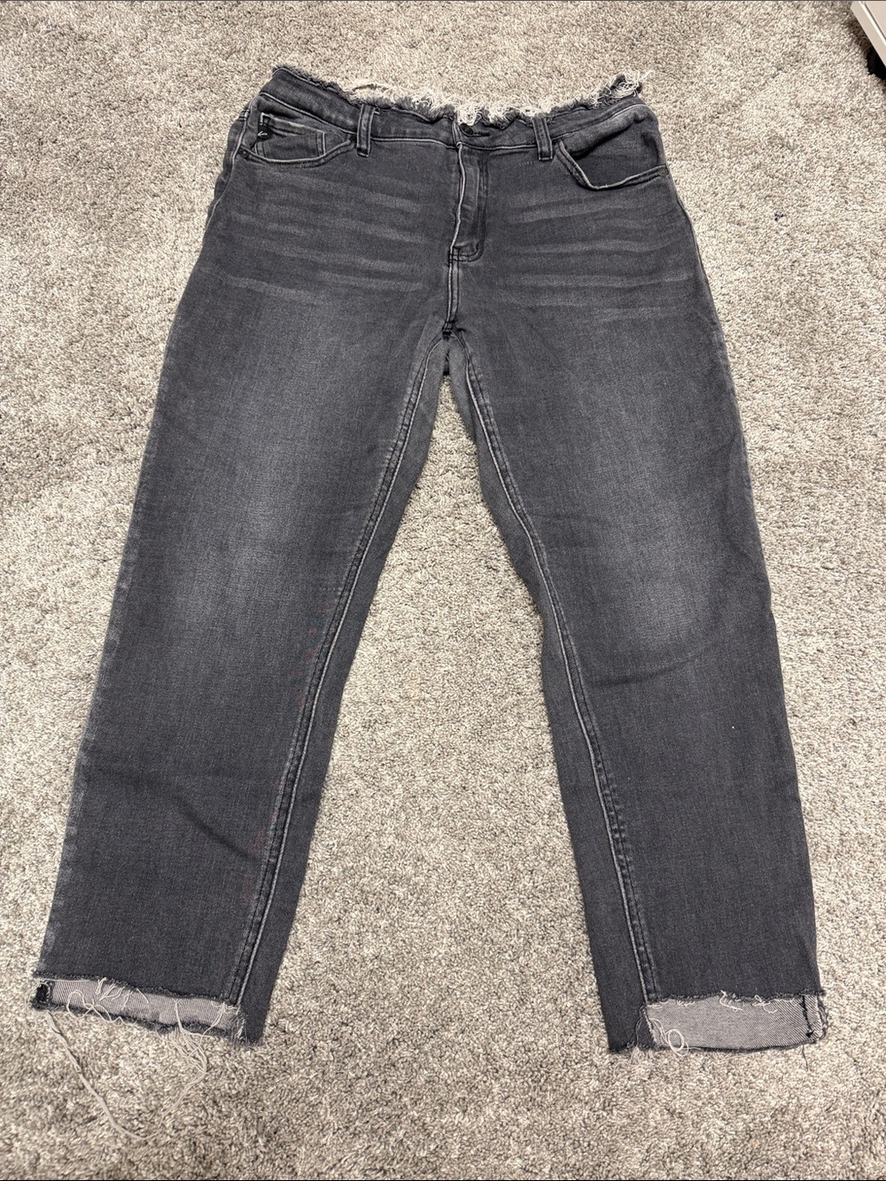 Kancan Distressed Black Denim Jeans with Frayed Waist size 31